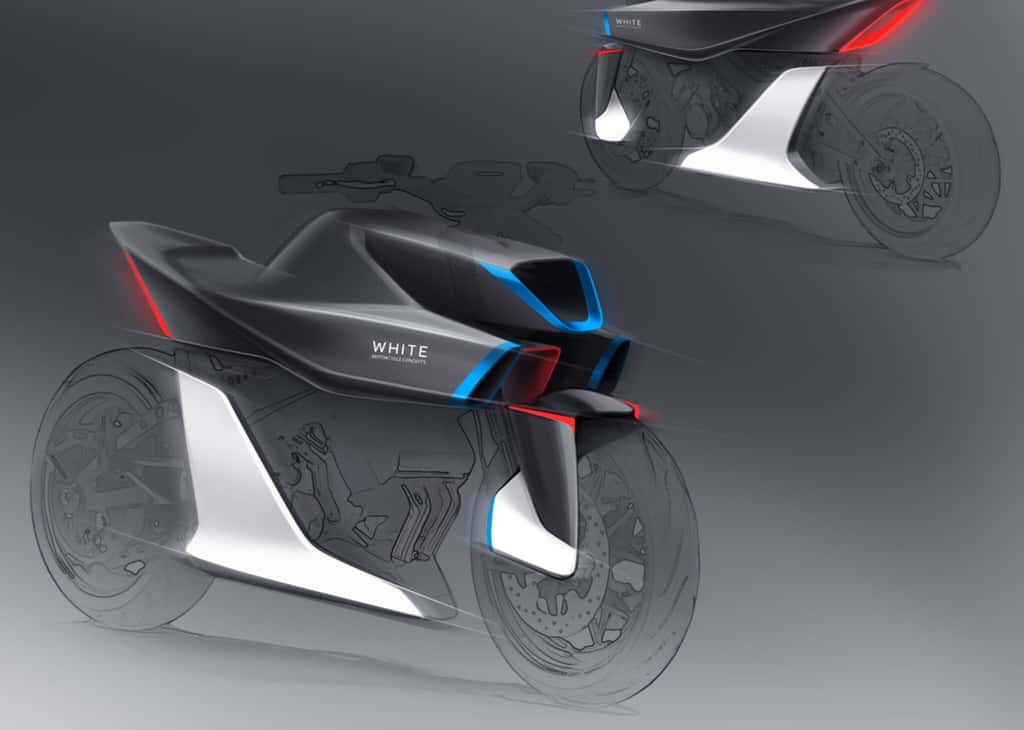Le concept de moto et ses tubes dans lesquels l’air s’engouffre. © WMC Le concept de moto et ses tubes dans lesquels l’air s’engouffre. © WMC